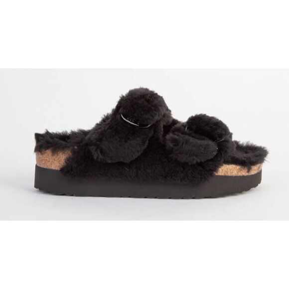 Birkenstock Arizona big buckle black shearling Papilio sandals NWT - Picture 3 of 11